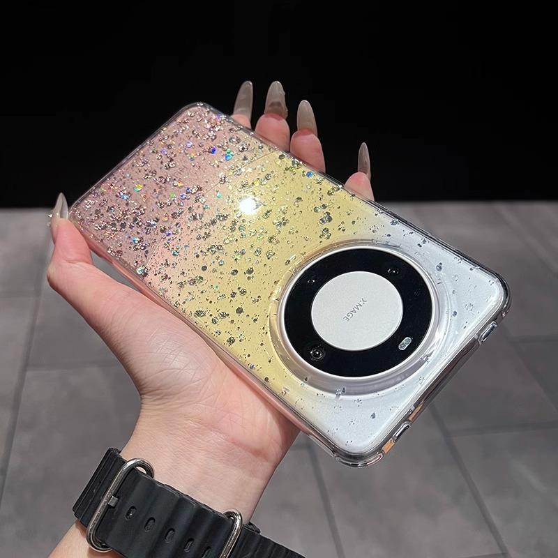 

Starry Sky Gradient Glitter Pink Suitable for Huawei Pura70 Phone Case, Brilliant Transparent MATE60pro Protective Case HUAWEI Mate60 золотий