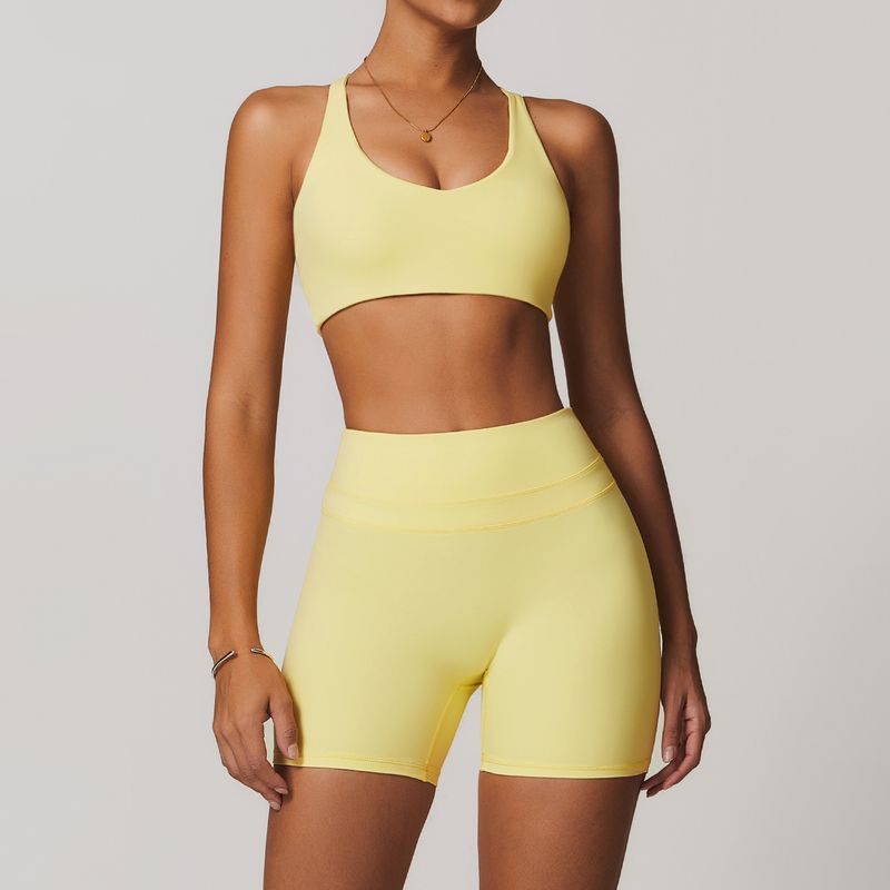 Guangzhou Zechuang Clothing Co., Ltd. Brushed Tight Back Yoga Suit Stretch High Waist Workout Clothes for Women Running
