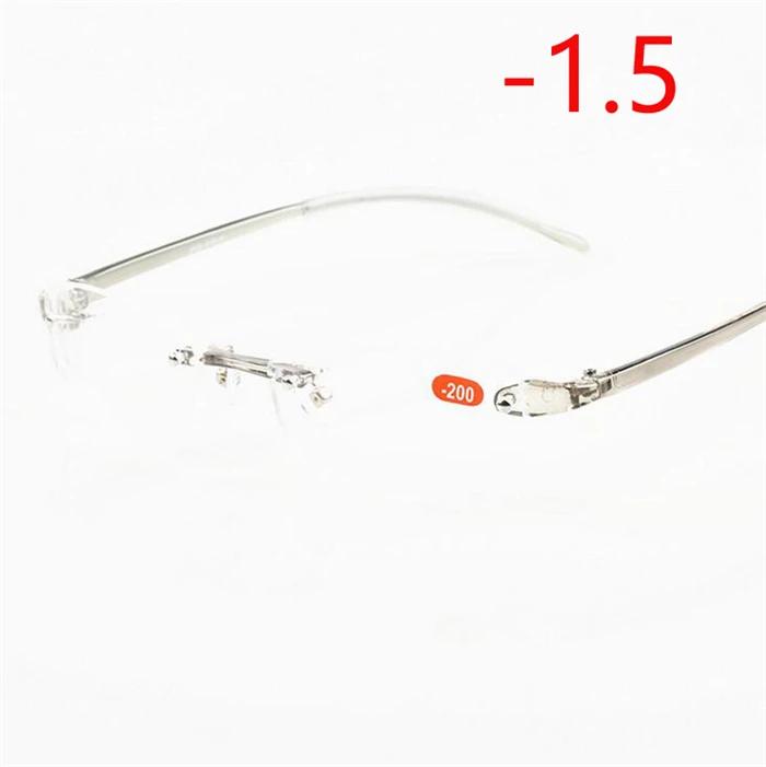 Acrylic Lens Rimless Finished Myopia Glasses Women Men  Ultra Thin Soft Frame Nearsighted Eyeglasses Unisex -1.0 To -4.0