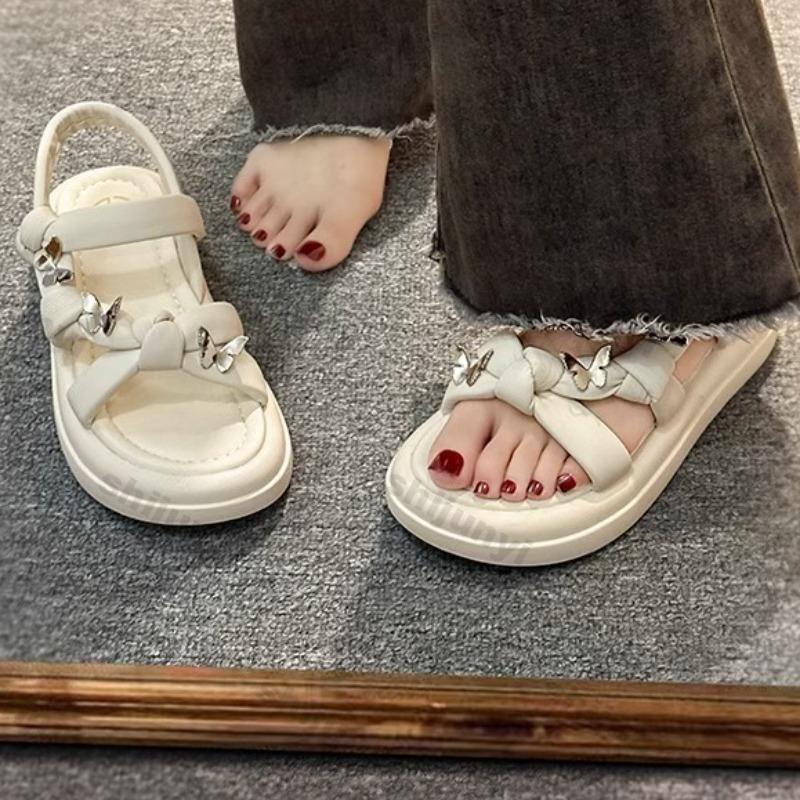 Fashion Women's Sandals 2025 Summer Breathable Fashion Butterfly Non Slip Casual Shoes Lightweight Comfortable Soft Sole Slip on Flats