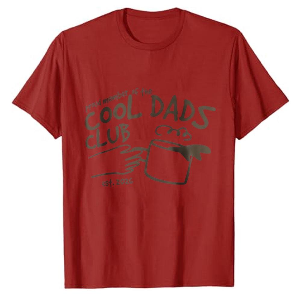 Hand Drawn Coffee Mug Cool Dads Club Sketch Cotton T Shirt Print Fathers Day Gift Tee Casual Papa Daddy Daily Life Family Tops