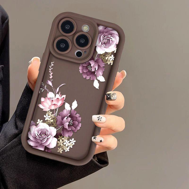 Purple Flower for iPhone17promax Mobile Phone Case 16 Apple 14 Matte 16/15 Premium 13 Soft Case