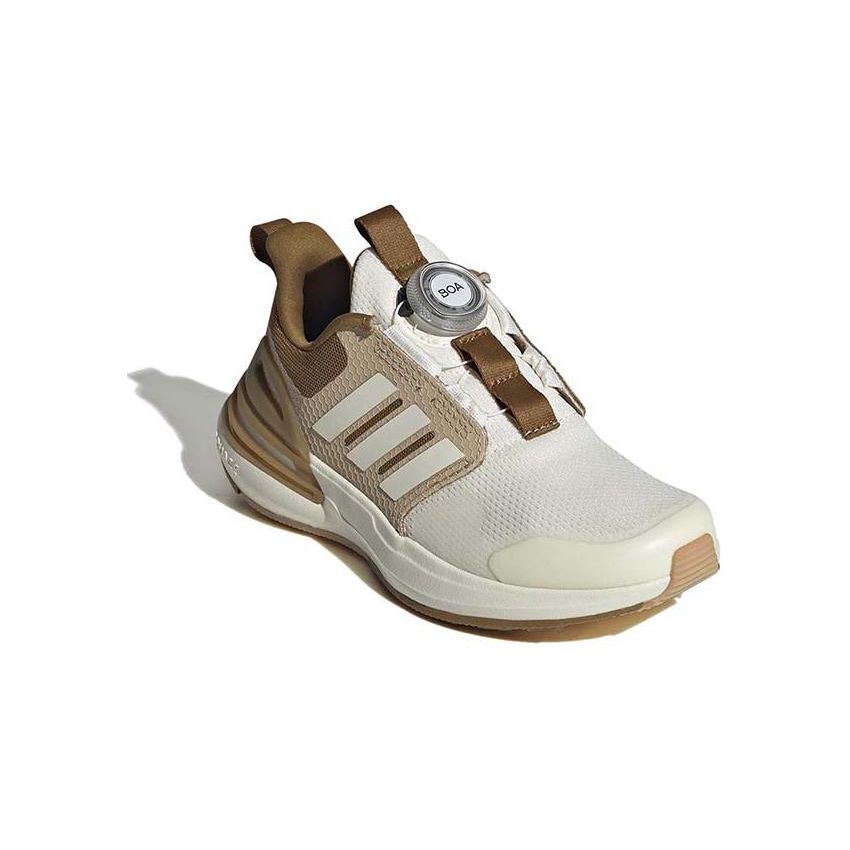 Adidas Rapidasport Boa Comfortable Shock Absorption Durable Breathable Low Top Running Shoes Kids Sneakers White Brown ID5911