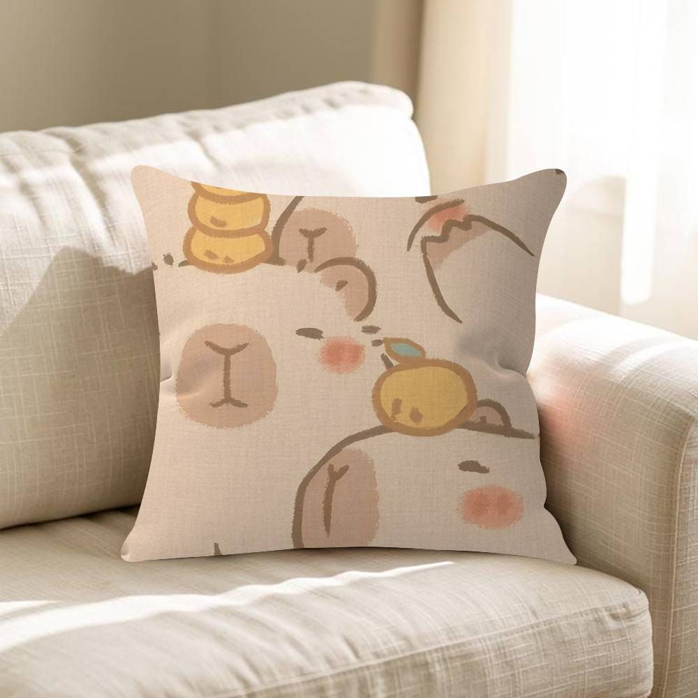 Cute Capybara Cushion Cover Pillowcase Upholstery Sofa Throw Pillow Home Decor Pillowcas