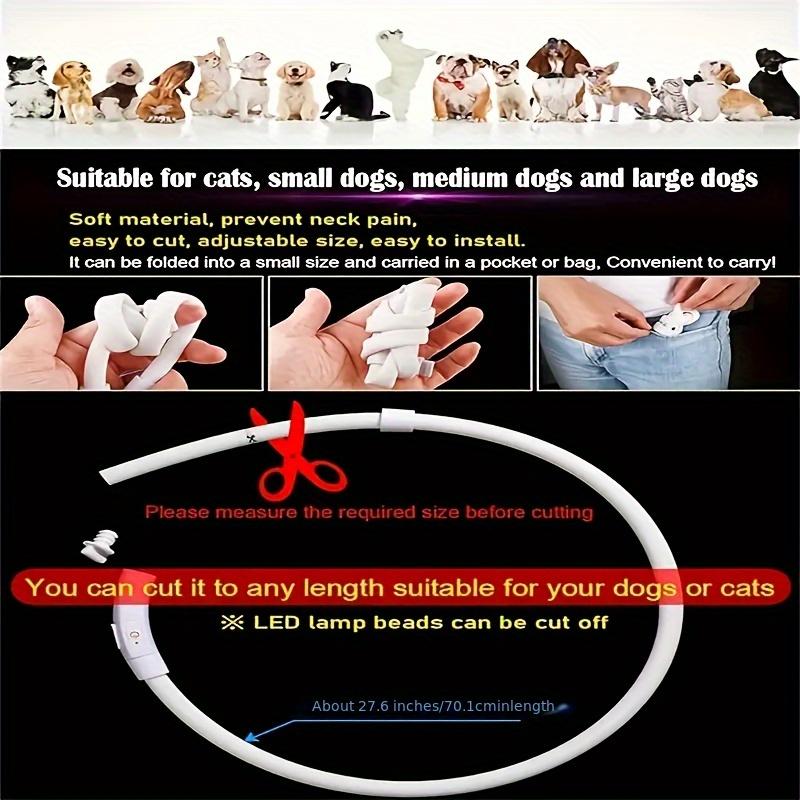 Adjustable USB Rechargeable LED Dog Collar Multi-Color Soft 4 Flashing Modes Cut- to- Fit Design for Nighttime Safety Visibility