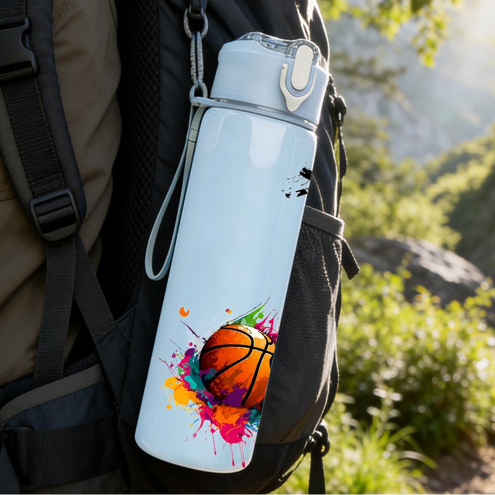1PC Basketball Skydive Splash Silhouette 750ml Color Plastic Water Bottle Leakproof Flip Straw Lid For Sports Office Home Use