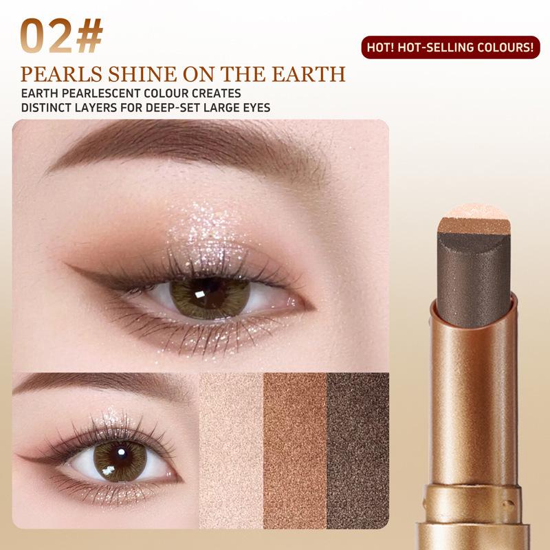 

Southeast Asia OCHEAL Three-color Gradient Eyeshadow Stick with Fine Pearlescent Glitter - Beginner Friendly 3.5g