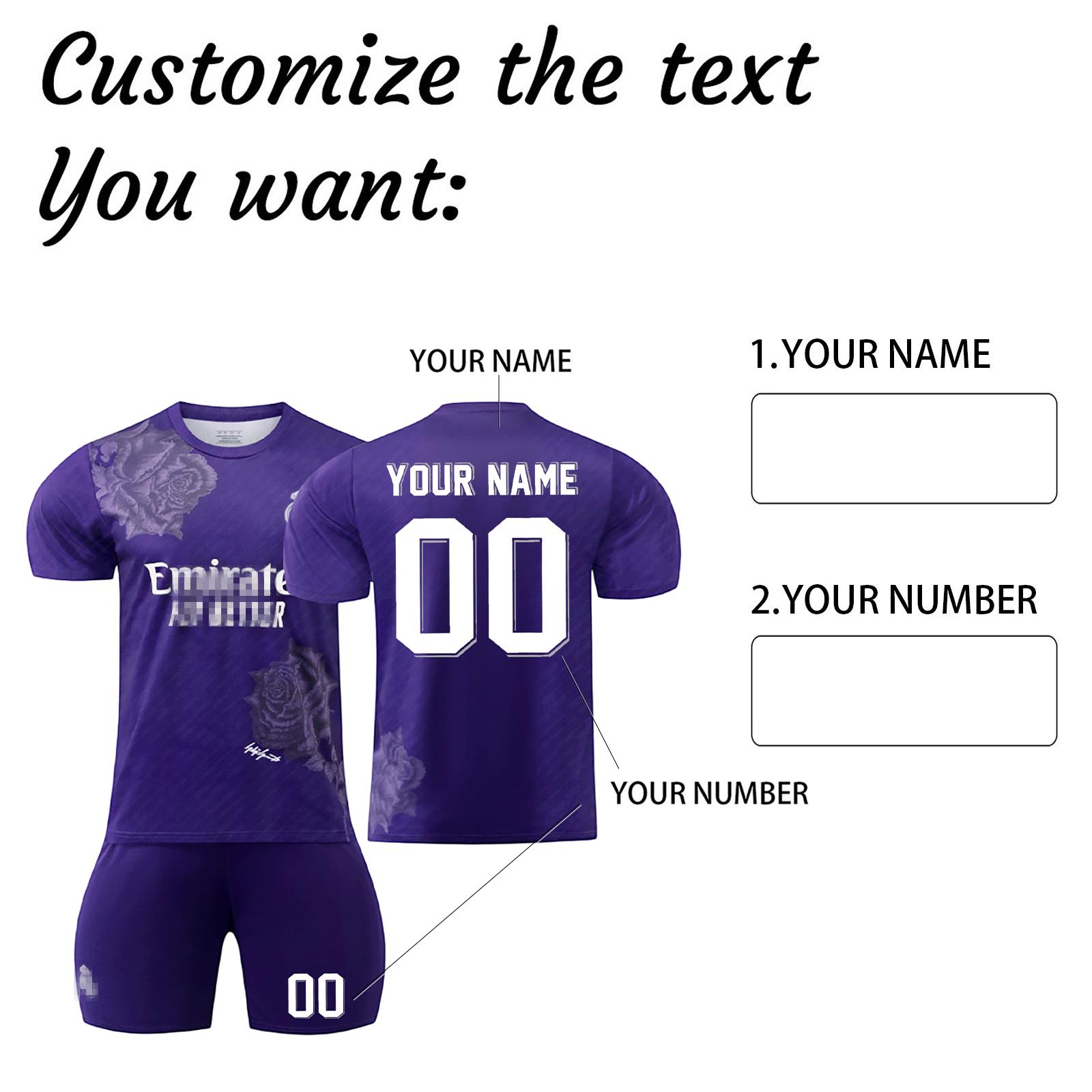 

Комплект персонализированных рубашек для мужчин и девочек с именем и номером, футбольные майки на заказ для мальчиков, тренировочный костюм M аметист