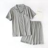 Cotton Couple Pajamas: Men's and Women's Short-Sleeve Homewear for Summer, Spring, and Autumn