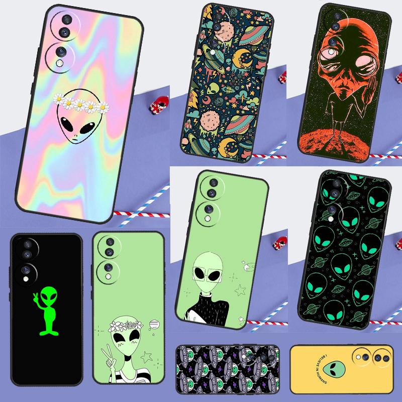Cartoon Alien Case For Honor Magic 7 5 6 Lite Honor X9b X9a X8b X8a X8 X9 X9c 50 70 90 Lite 200 Pro Cover