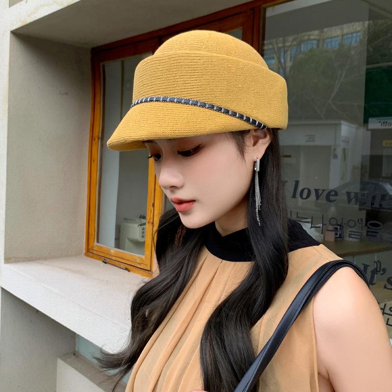 Women's Knitted Equestrian Hat Summer New Fashionable Elegant Sun Protection Breathable Duckbill Hat for Niche Group