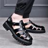 New Designer Platform Sandals for Men 2025 Summer Buckle Leather Dress Sandal Shoes Man Big Size Black  Sandalias Hombre