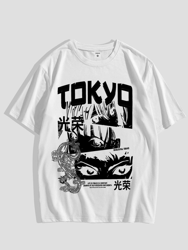 T-shirt Casual Estiva da Uomo con Stampa Anime Stile Y2K Taglia Europea a Maniche Corte