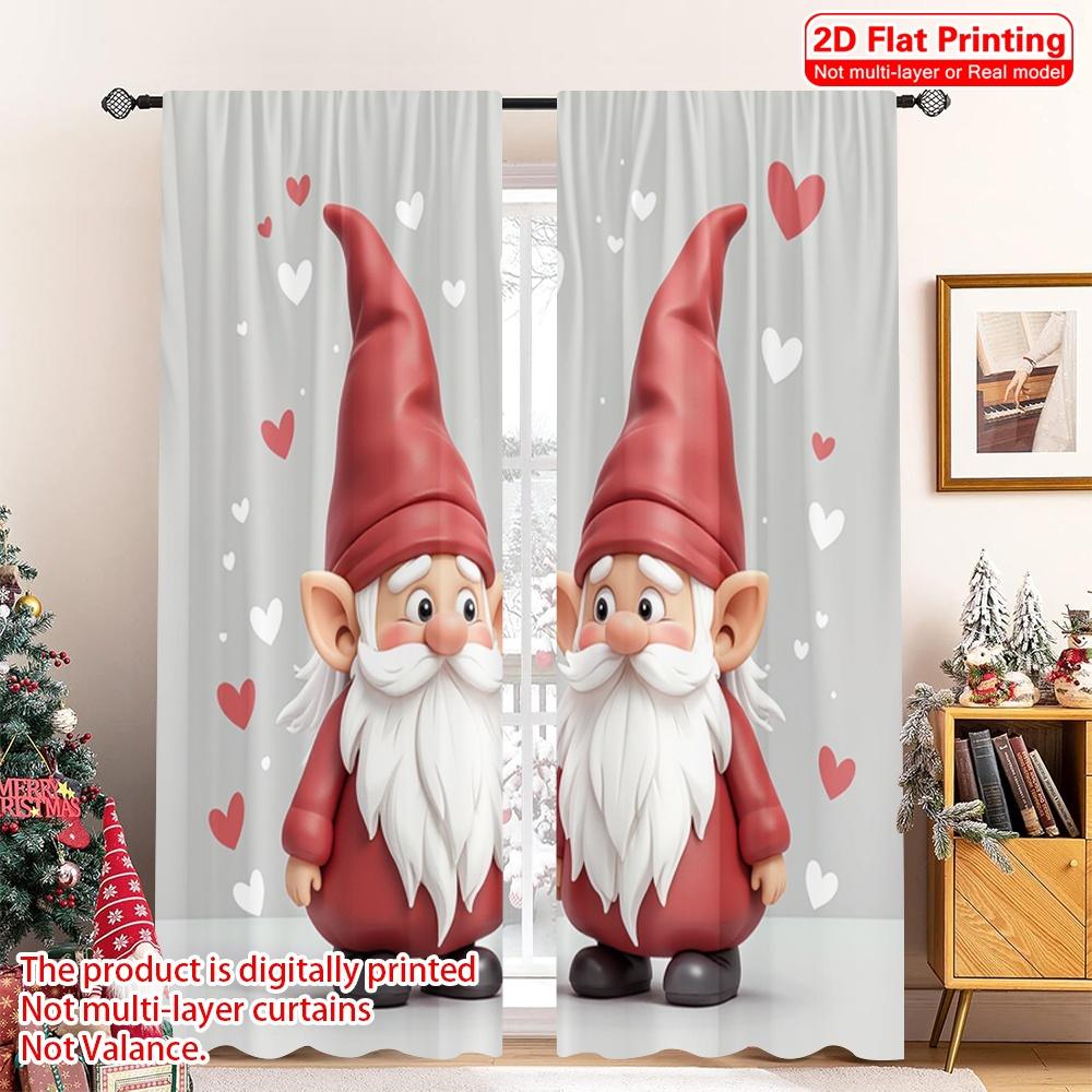 

2 шт. 2D плоская печать С Рождеством Христовым Занавески Милая рождественская пара гномов Полиэстер Без электричества Праздничные украшения 52.50×116.00 CM 2pcs