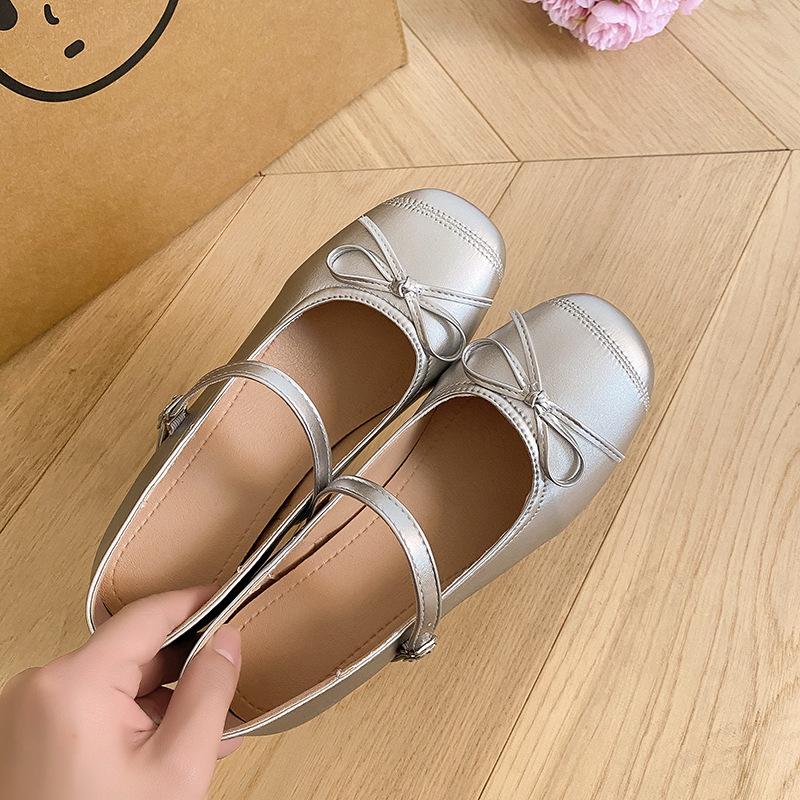 Fashion Hot Selling 2025 New Mary Janes Women's High Heel Fashion Bow Tie Round Toe Shallow Buckle Strap Chunky Heel Pumps Fashion Shoes