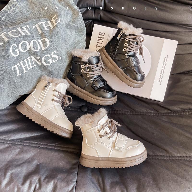 Новые детские зимние сапоги осенне-зимняя мода для мальчиков и девочек бархатные теплые — фото 4