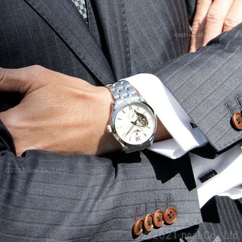 Orient Star RK-AV0B01S Men's Automatic Layered Skeleton Mechanical Watch with Open Heart Design, Made in Japan, 2-Year Manufacturer's Warranty, White