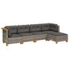 VidaXL Garden Furniture 5 Pcs with Grey Cushions Braided Resin, Outdoor Sofa Set, Garden Lounge, Set 3261786