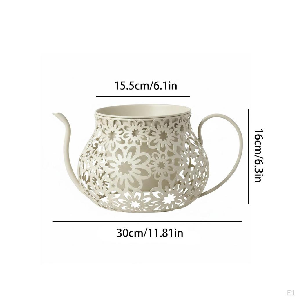 Metal Planter with Saucer Wrought Iron Look Decorative Flower Pot Vintage Style for Gardeners,