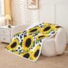 Feelyou Sunflower Fleece Throw Blanket Botanical Floral Plush Blankets and Throws Yellow Sunflower Cows Print Sherpa Blanket for Women Soft