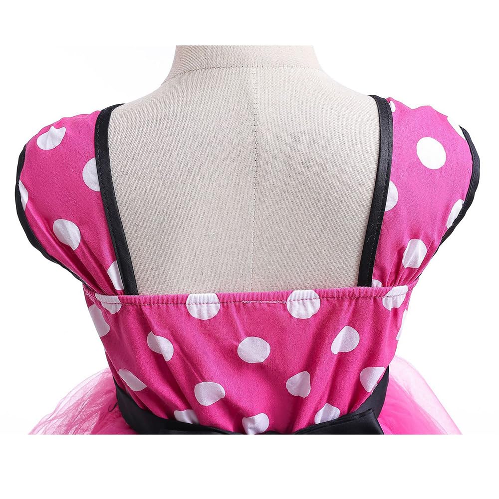 [MUXIU] Minnie Mouse Halloween Costume for Girls, Cute and Popular Polka Dot Skirt, Short Sleeves, Bow Tie, Party, Dance Costume, Photo Shoot,