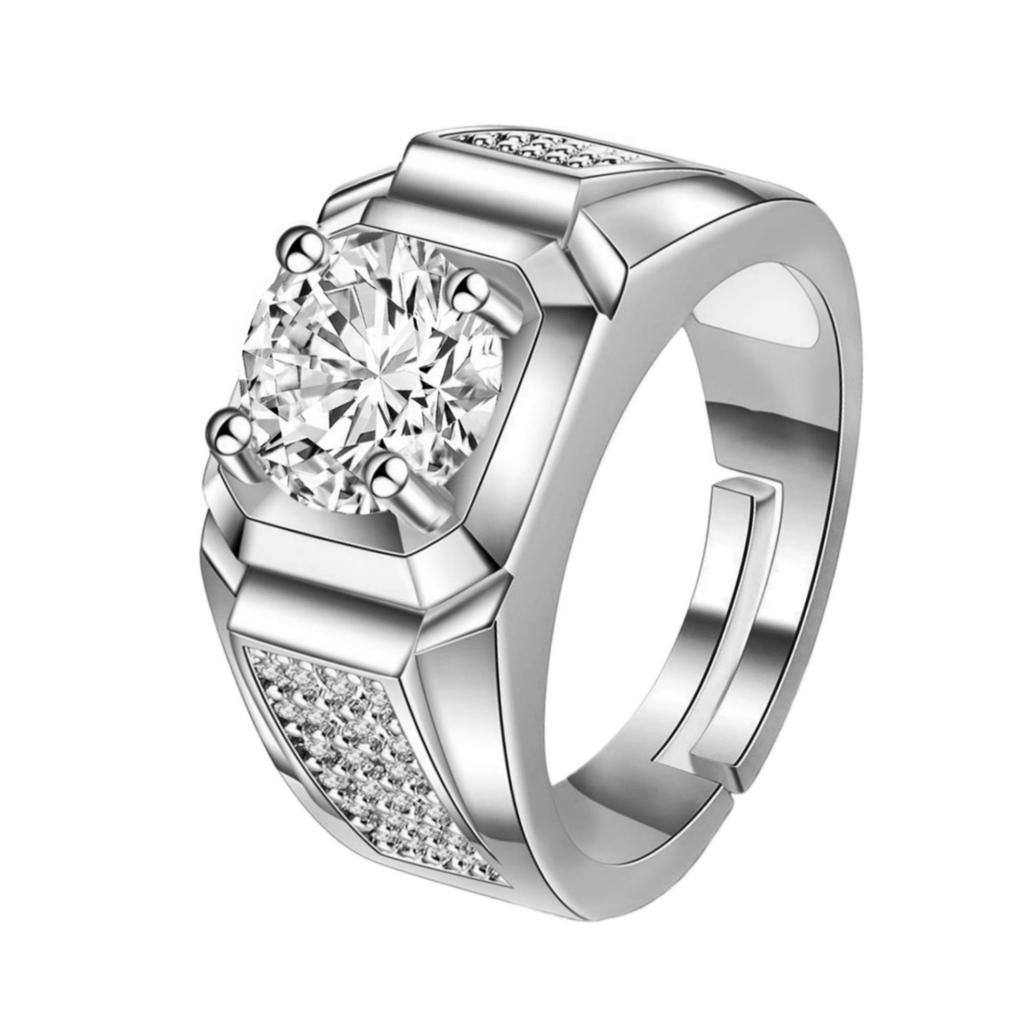 2026 Men's Ring Full Diamond Fashion Light Luxury Men's Open Ring Accessories
