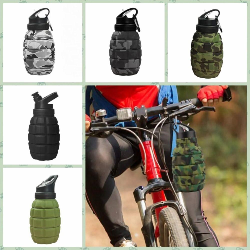 Silicone Sports Water Bottle Foldable Drinking Cup Retractable Grenade Water Bottle  Hiking