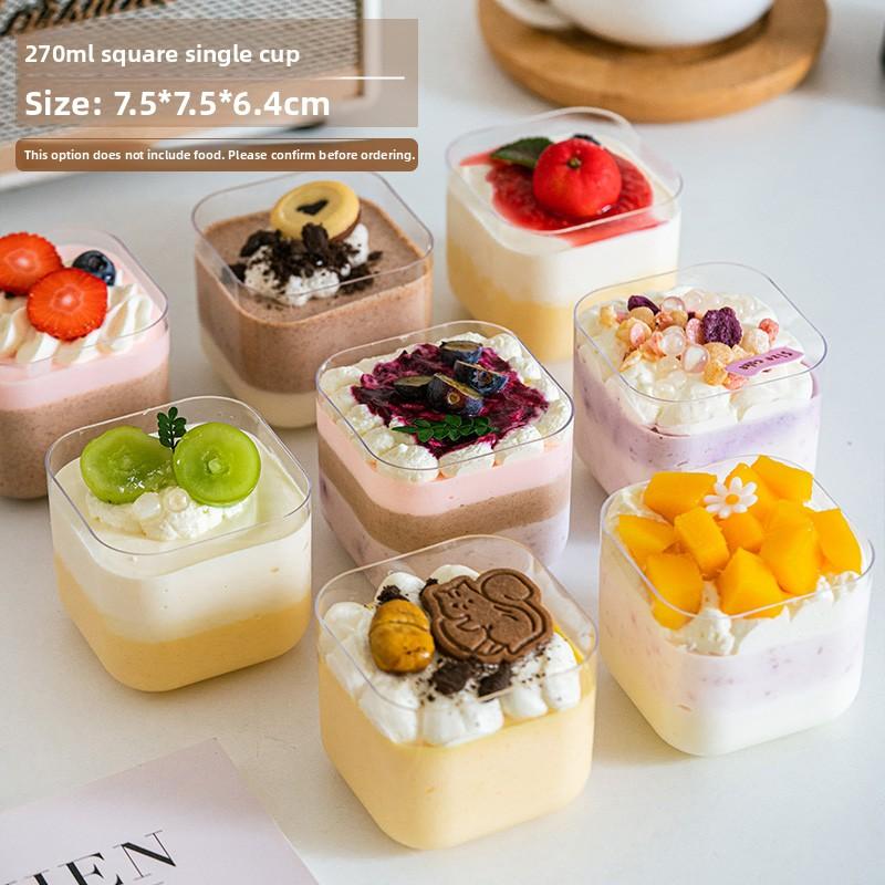 Transparent Handheld Dessert Packaging Box 2-Inch Mousse Cake Small Western Pastry Packaging Box Wood Shavings Cup Pudding Co...