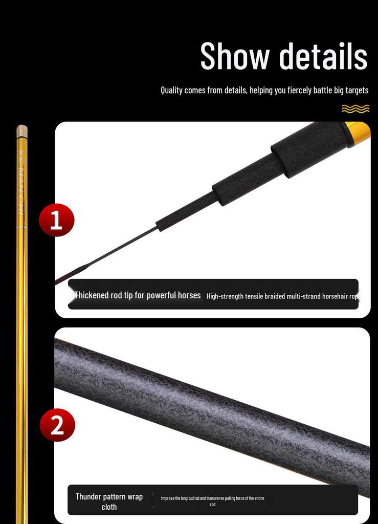 High Carbon 28 Tone Fishing Rod, 3.6-8.1 M, Ultra-Light & Ultra-Hard, Big Five Sections