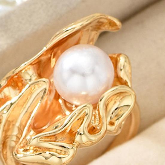 3Pcs Baroque Faux Pearl Ring Vintage Adjustable Opening Alloy Ring Women Golden Finger Ring Fashion Jewelry Accessories