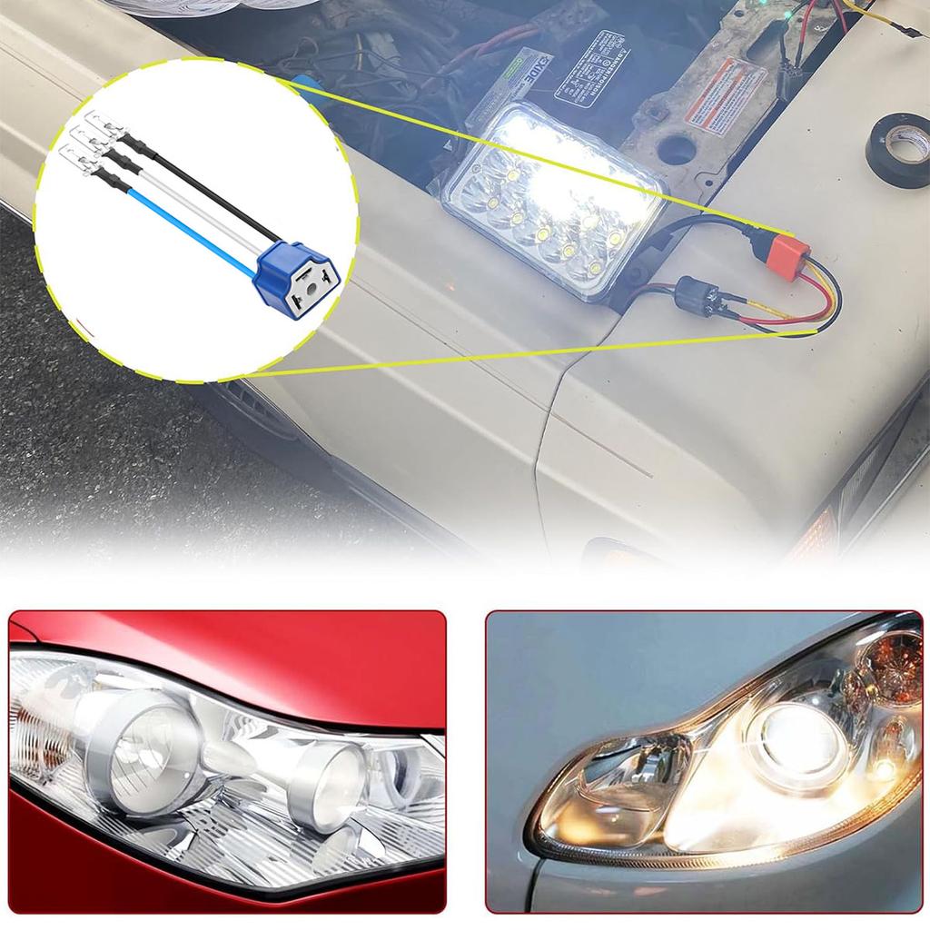 2 PCS H4 HB2 9003 Wiring Harness Headlight Socket, Ceramic Headlight Connector for Car Fog Light Retrofit 14AWG