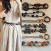 Simple Versatile Hand-Woven Tassel Wooden Beads Belt Ethnic Style Waist Chain Accessories Vacation Waist-Cinching Waist Rope