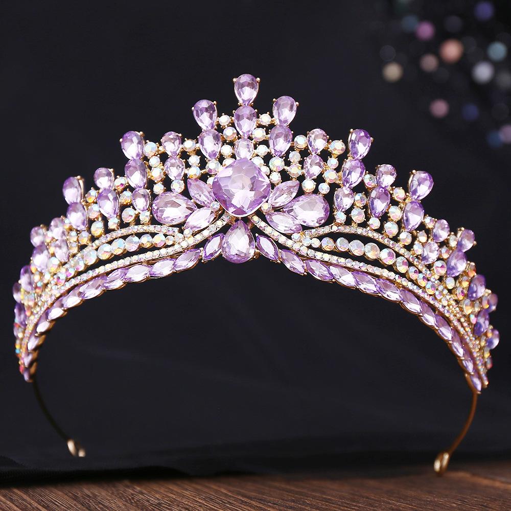 DIEZI Korean Luxury AB Crystal Crown For Women Girls Wedding Baroque Bride Queen Bridal Tiaras Hair Accessories Gift Headbands