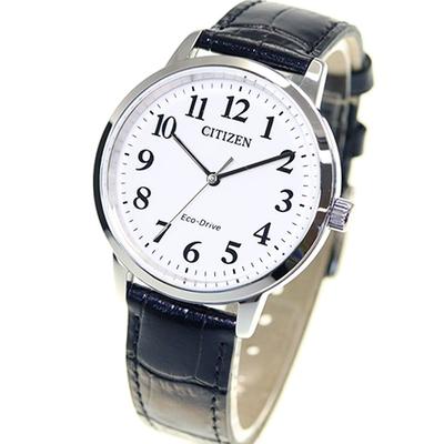 Citizen Collection Biały Skórzany Czarny Zegarek, Zasilany Światłem Eco-Drive, Wodoodporny, Skórzany, BJ6541-15A, Męski,