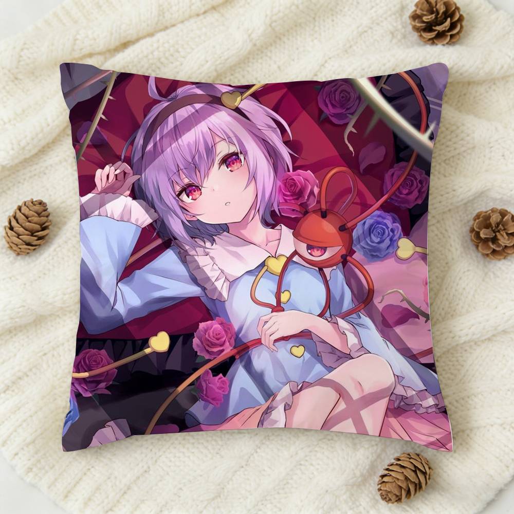 Anime The TTouhou Doublesided Printed Square Decorative Cushion Cover for Sofa Living Room Home Decor