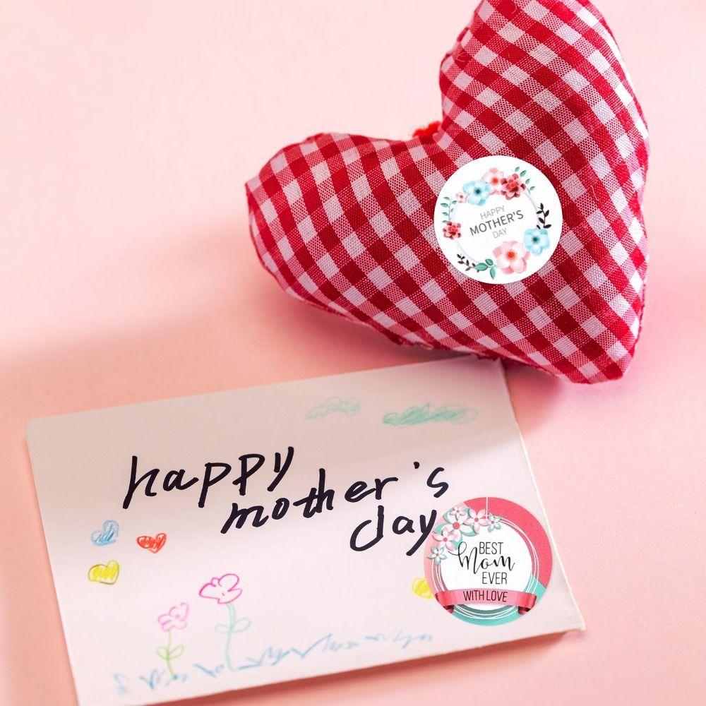 500 Pcs 1 Inch Mother's Day Stickers Kraft paper Adhesive Sticker Labels