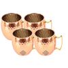 Kobber Nikkel Rundformet Hamret Design Moscow Mule Ølkrus Kopp, Volum-530ML, Sett med 4