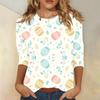 Round Neck 3D Rabbit Festival Printed Top Fashionable Casual Long Sleeved Women's T-shirts