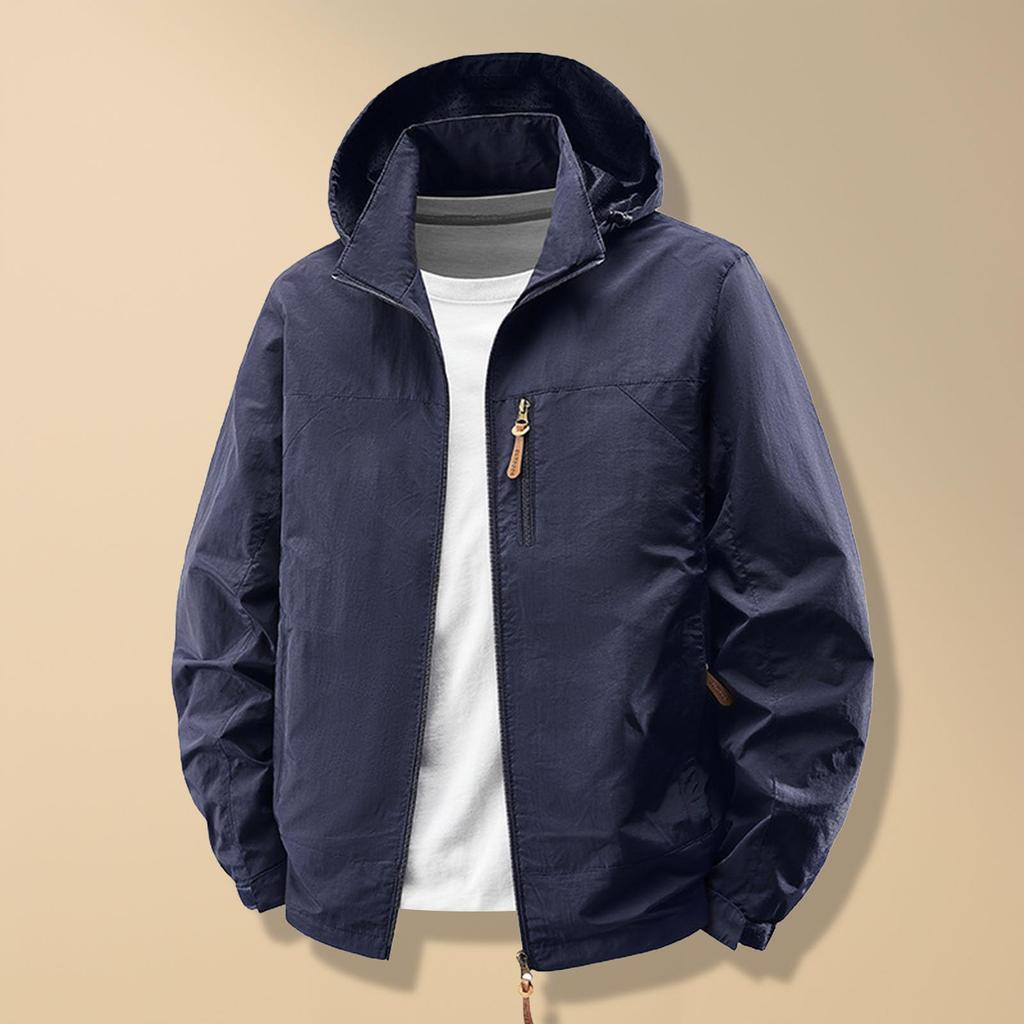 Men's Windproof Hardshell Jacket for Outdoor Hiking, Lightweight Spring and Fall Rain Jacket