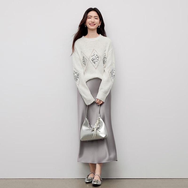 Xiangying Women's Sequin Embroidered Knit Sweater