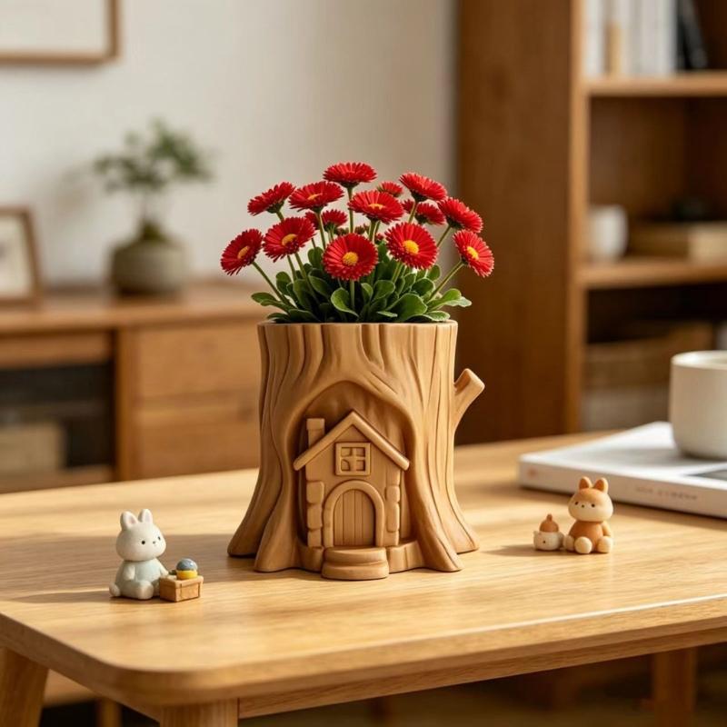Flexible Tree Stump Cottage Mould For Concrete Planters And Decorative Box