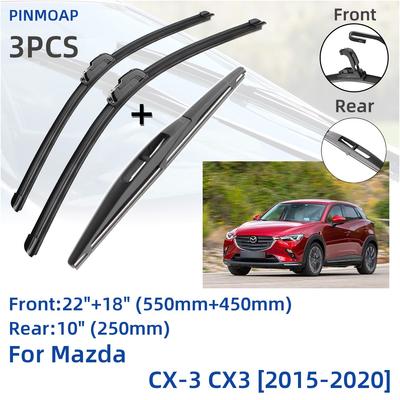 For Mazda CX-3 CX3 2015-2020 Front Rear Wiper Blades Brushes Cutter Accessories J Hook 2015 2016 2017 2018 2019 2020