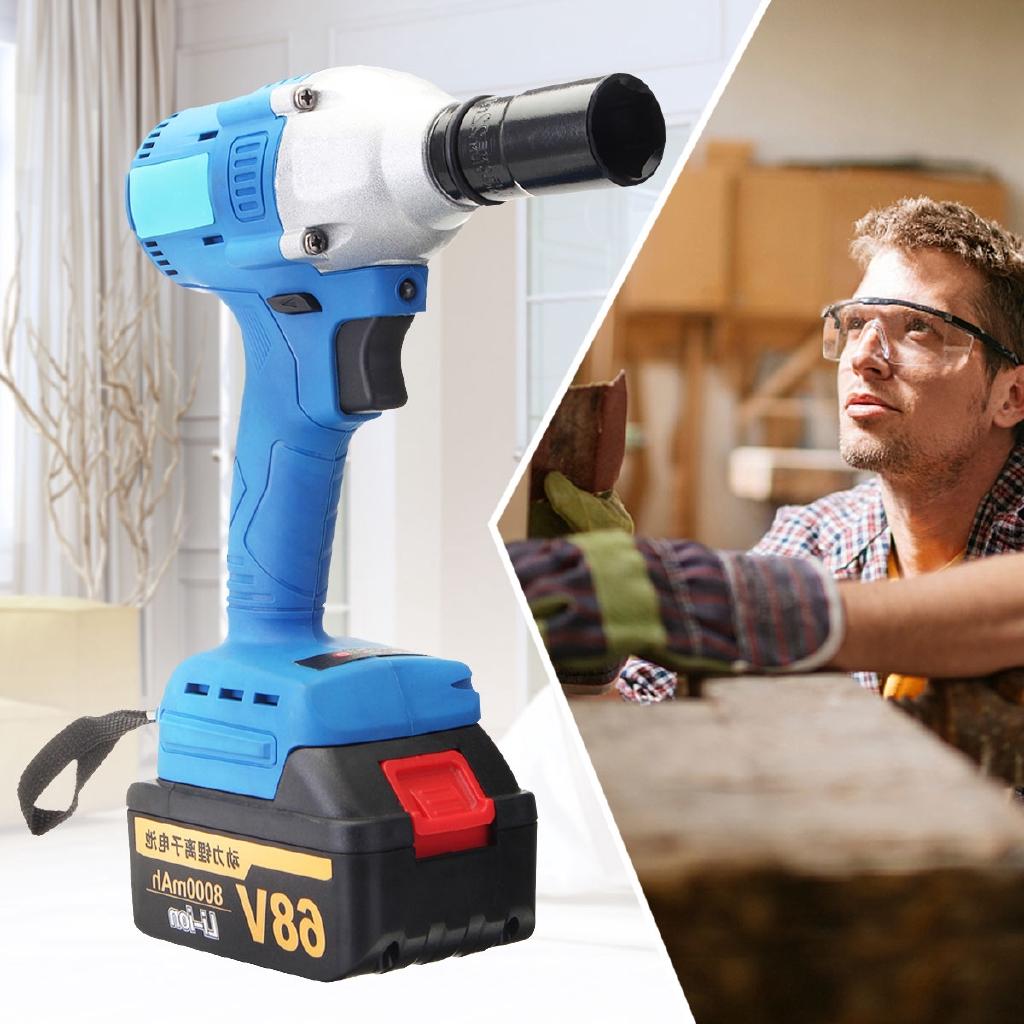 AC 100V-240V 330Nm Cordless Lithium-Ion Electric Impact Wrench Brushless Motor 2 Battery - intl