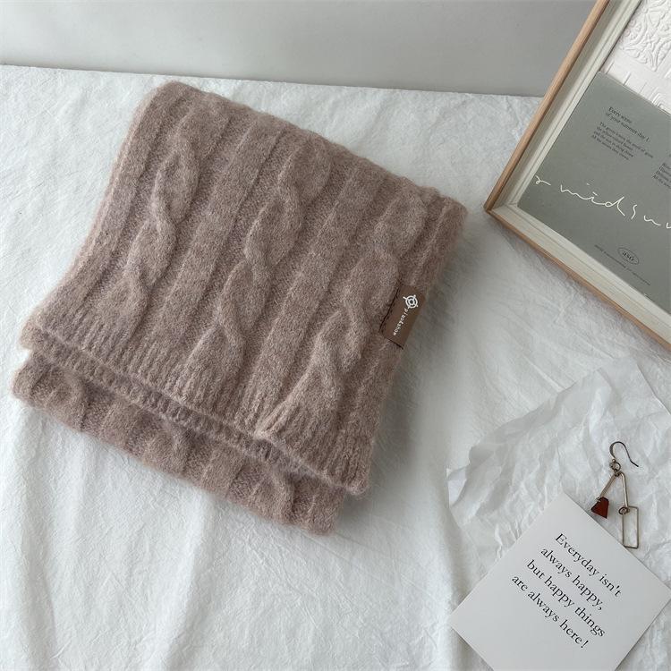 Korean Retro Pattern Wool Blend Scarf - Warm, All-Match, Unisex Winter Neckwear