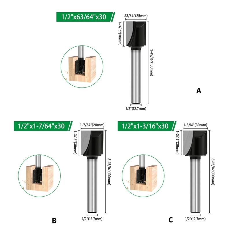 Professional Router Bit with 1/2Inch Shank for Cleaning Bottom and Smooth Wood Finishing Applications Flush Trim Woodworking