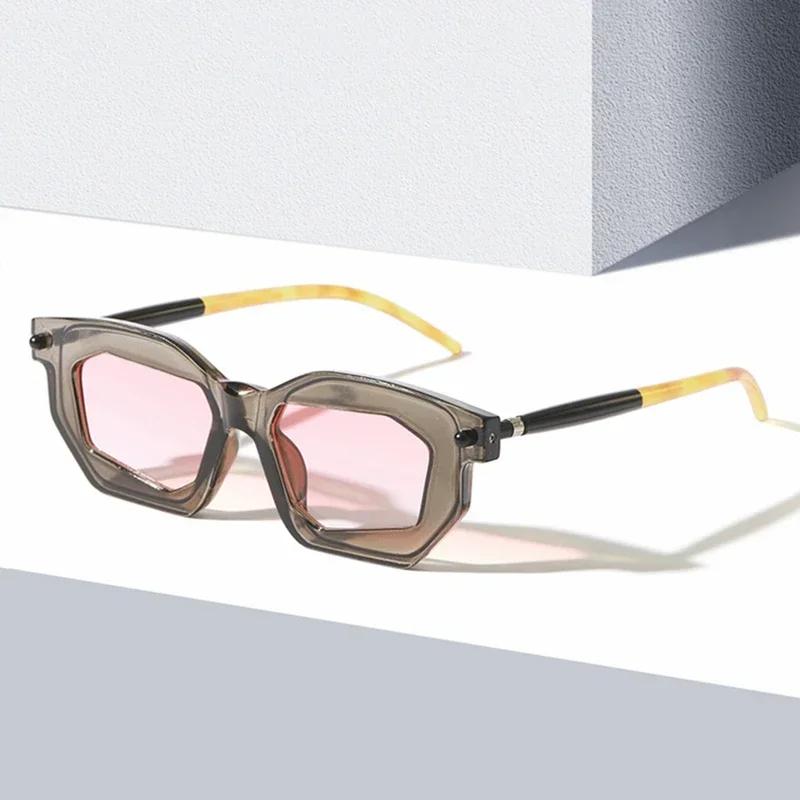  Polygon Women Double Color Sunglasses Fashion Clear Lens Glasses Frame Men Punk Rivets Unique Sun Glasses UV400