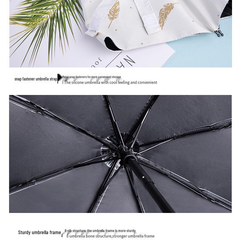 Třídílný vinylový deštník s ražbou zlatem - Skládací sluneční clona a ochrana proti dešti s logem