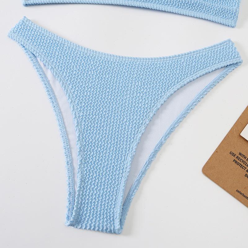 Trending Women's Solid Color High Waist Adjustable Triangle Bikini