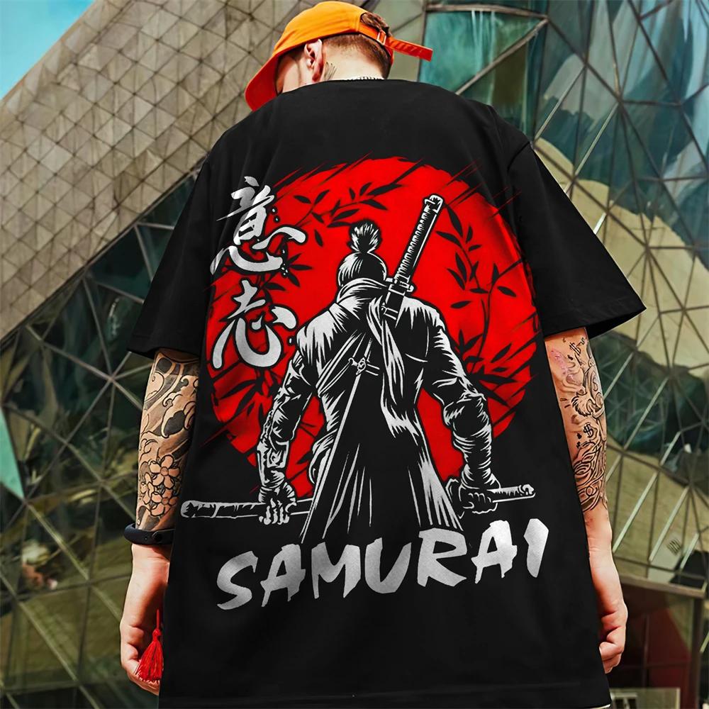 3d Japanese Samurai Print Men's T-Shirt Summer Fashion Casual T-Shirt For Men Street Trend Oversized Tees Half Sleeve Pullover