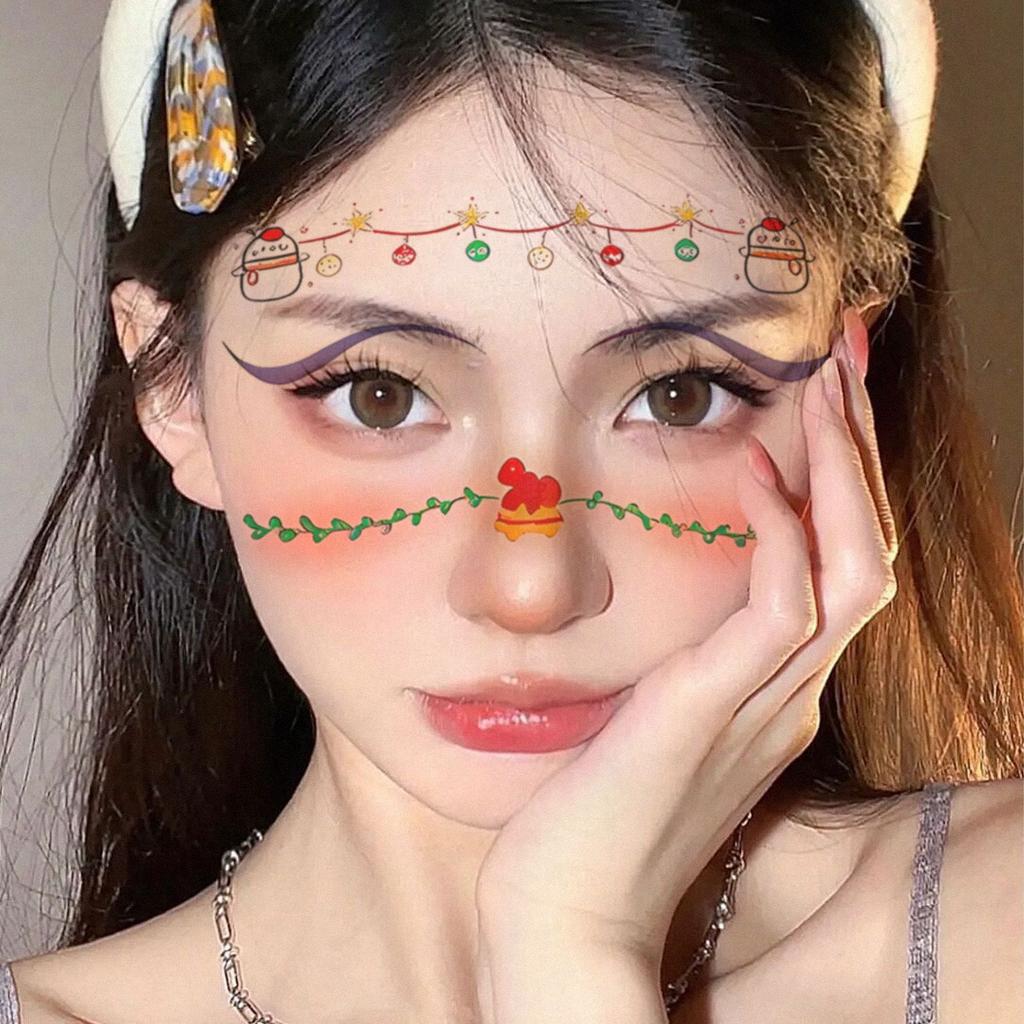 Cute Christmas Tattoo Stickers Holiday Activities Girl Sweet Makeup Face Stickers Temporary Tattoo Stickers